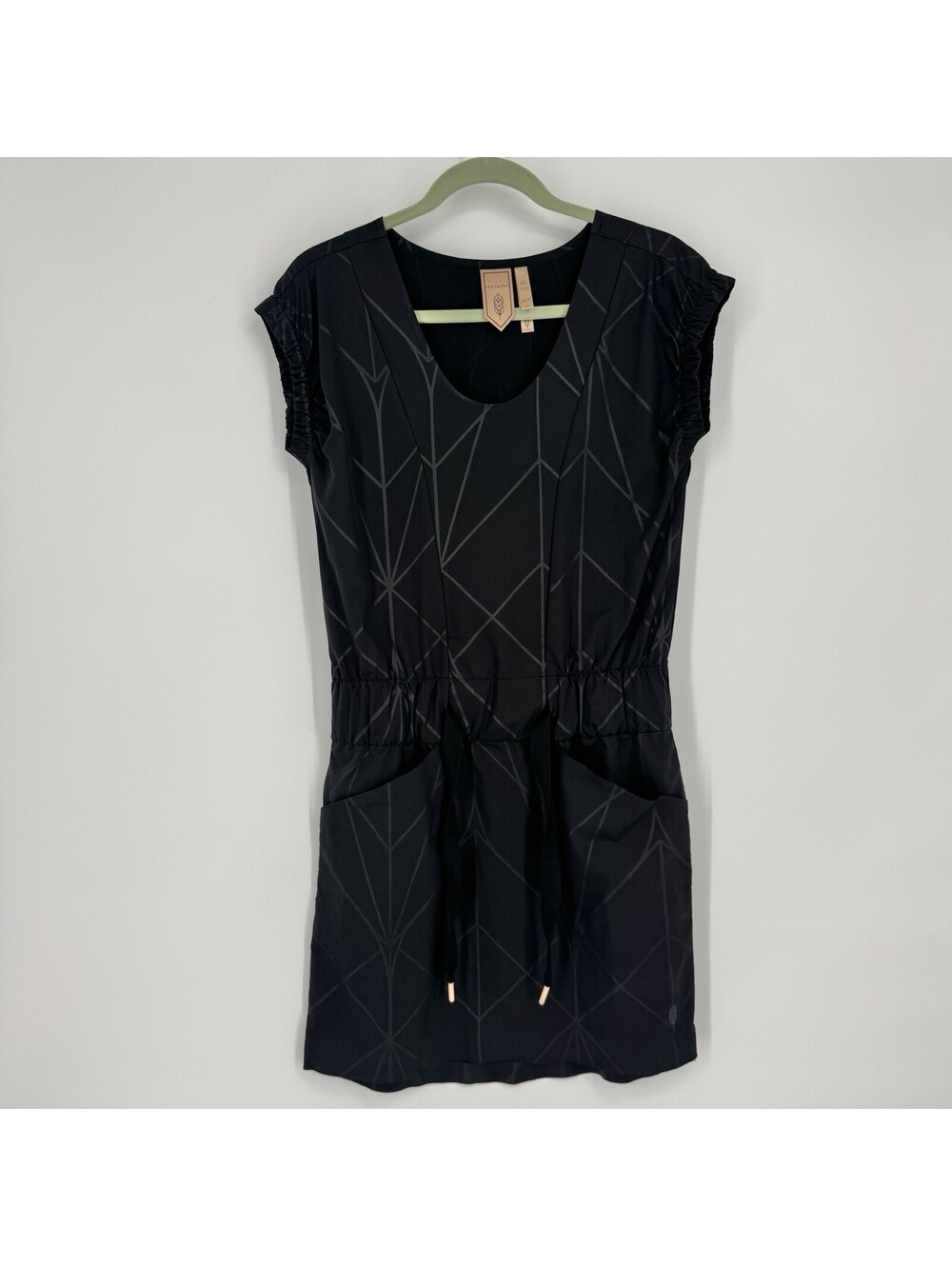 Indygena dress xs black short sleeve lightweight minimalist athletic athleisure